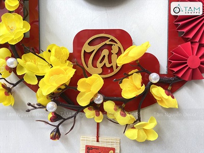 Vòng treo cửa Tết Alu Đỏ Mai Đào liễn treo [3 Kiểu] ĐK 30cm VTC-T-45